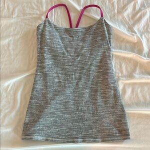 Lululemon Gray & Pink Built In Bra Tank Top Size 4